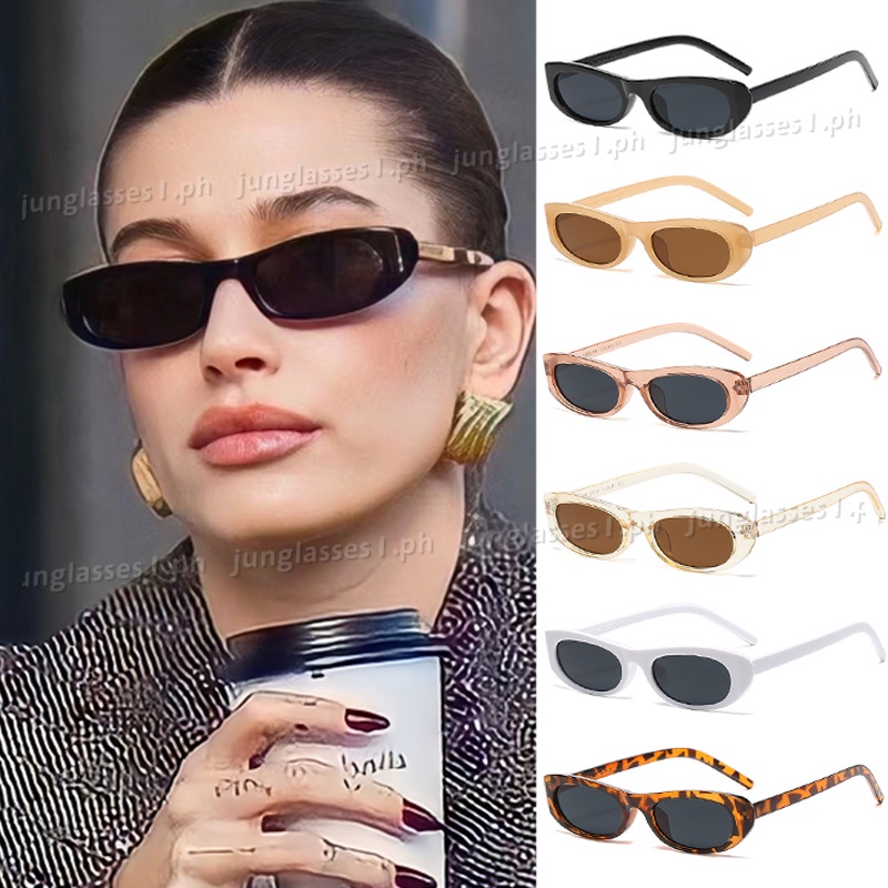 และ Retro Oval แว่นตากันแดดกรอบเล็กสําหรับผู้หญิงผู้ชาย Cat Eye กรอบแคบแว่นตา Shades UV Resistance