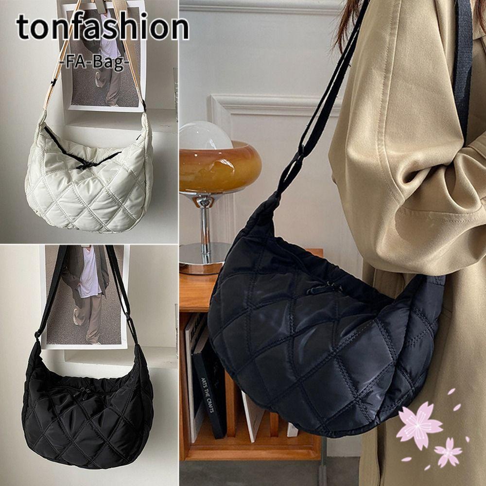 Tonfashion กระเป๋าสะพายไหล่ ผ้าฝ้าย ลายสก๊อต จุของได้เยอะ สําหรับผู้หญิง