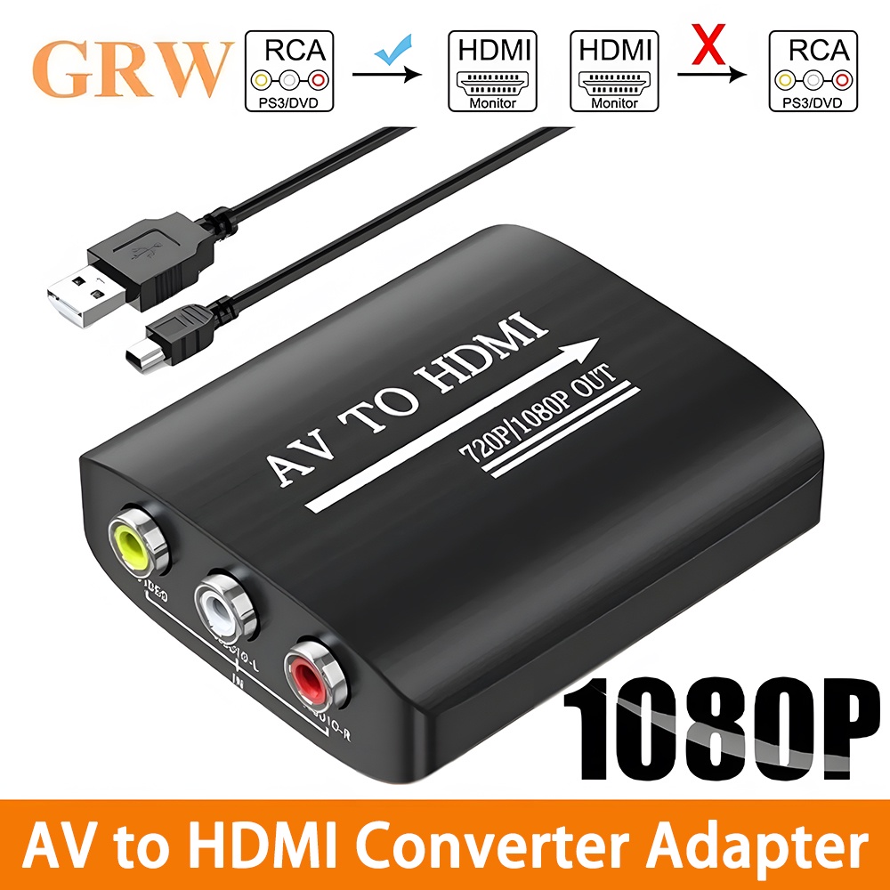 อะแดปเตอร์แปลงคอมโพสิต HD 1080P AV เป็น HDMI RCA เป็น HDMI พร้อมสายเคเบิล USB CVBS AV สําหรับ N64 Wii PS1 2 3 Xbox One SNES