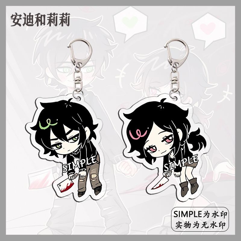 The Coffin of Andy และ Leyley พวงกุญแจผู้หญิง Kawaii อะคริลิค Key Chain Man น่ารัก Key แหวนกระเป๋าจี้เครื่องประดับอุปกรณ์เสริมของขวัญ