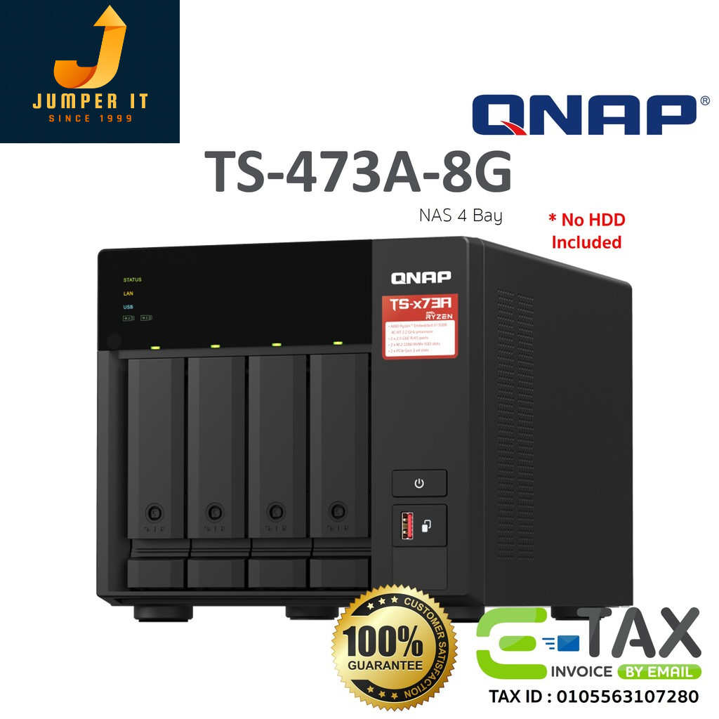 QNAP TS-473A-8G NAS อุปกรณ์เก็บข้อมูลบนเครือข่าย (HDD 6-Bay AMD Ryzen 4-core, 8G) สินค้าประกันศูนย์ 