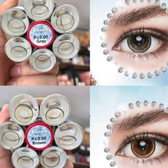 คอนแทคเลนส์ รุ่น Blizzard สีเทา/ตาล Gray/Brown สายตาปกติ ลายฮิต🤍