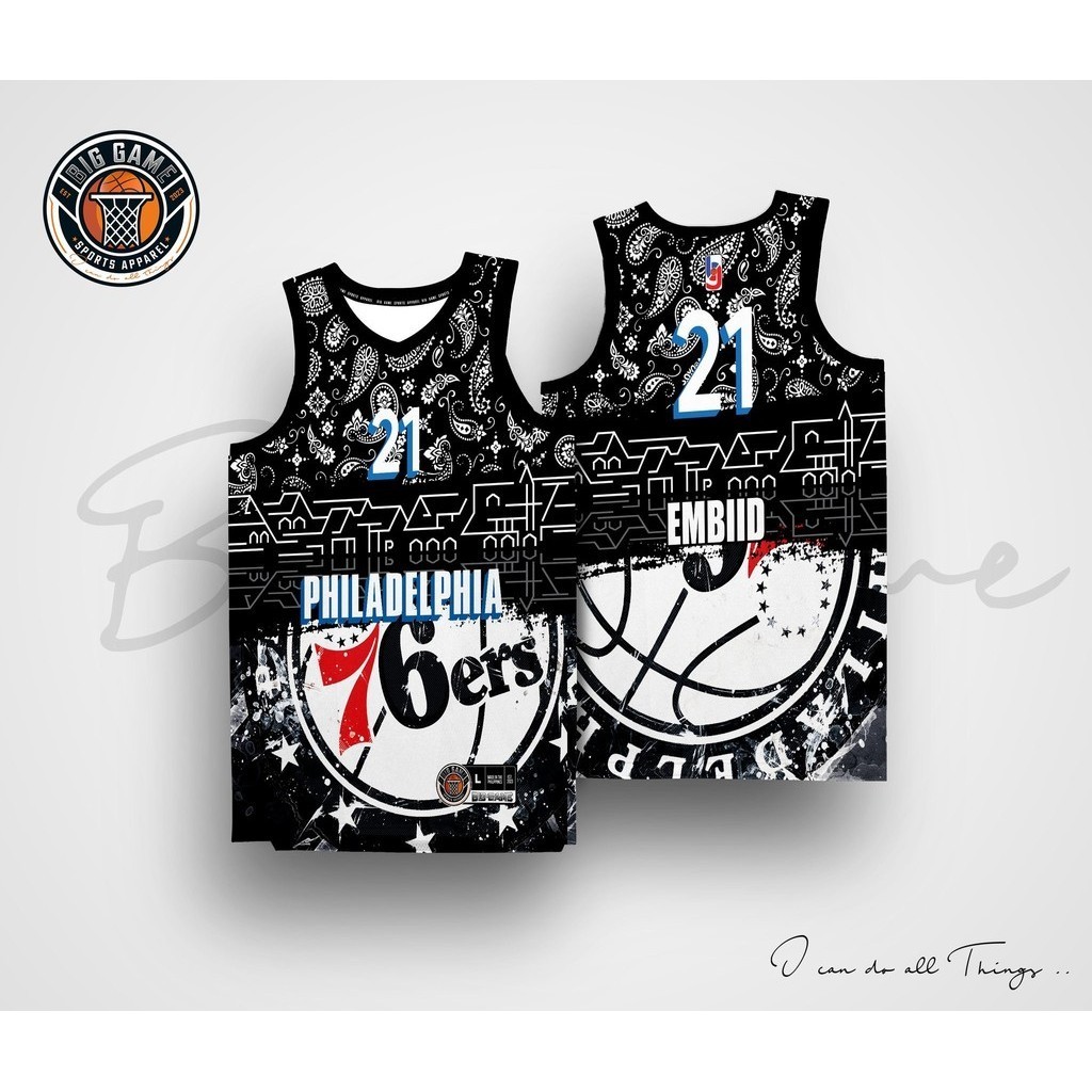 Philadelphia 76ERS ใหม่บาสเกตบอลชายเกมกลางแจ้ง Fully Sublimated Quick Dry Jersey Vest Top
