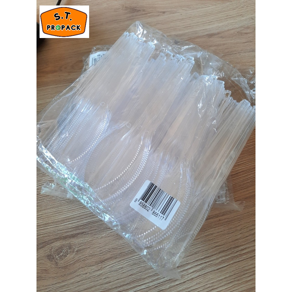 มีดพลาสติกหั่นสเต๊ก สีใส (บรรจุ100ชิ้น/ห่อ) ซื้อ 2 แพคถูกกว่า