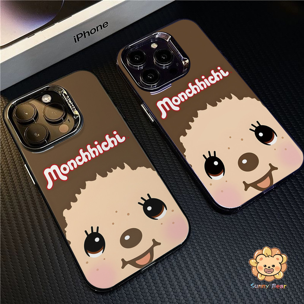 เคสไอโฟนiPhone 17 Pro Maxมอนชิชิ น่ารักSimple สีทึบ Frosted Electroplate เลนส์ป้องกันเคสโทรศัพท์สําหรับ iPhone 17 Pro Max 16 15 11 7plus 14 12 13 7 8 Plus XR XS