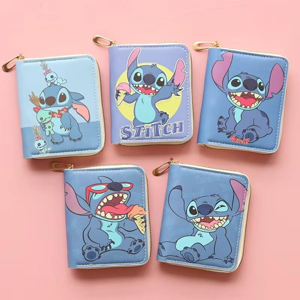 Mh กระเป๋าสตางค์กระเป๋าเงิน, PU หนัง Kawaii Stitch กระเป๋าใส่เหรียญเงิน,อะนิเมะ Figures Tote กระเป๋ากระเป๋าถือบัตรเครดิต Holoder เด็กของขวัญวันเกิด