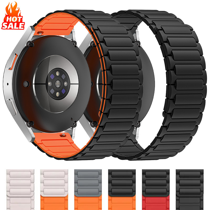 20 มม.22 มม.ซิลิโคนแม่เหล็กสําหรับ Samsung Galaxy Watch 7 6 5 4 6Classic 5Pro Soft Band สร้อยข้อมือสําหรับ Huawei GT5 Pro 4Pro 46 มม.