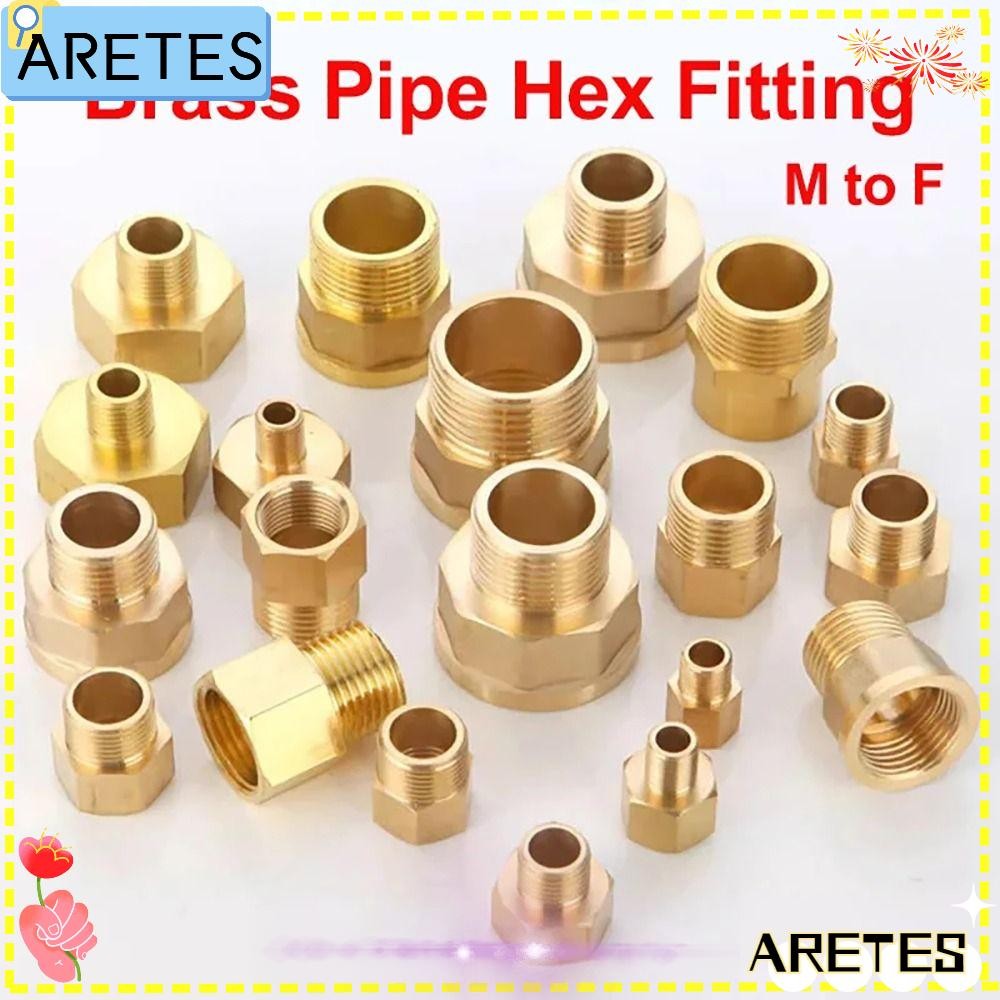 Arees 1 ชิ้น Hex Bushing Connectors, Coupler Connector ลดท่อ, หญิงถึงชายเกลียว 1/8 1/4 3/8 1/2 3/4 ทองเหลืองอะแดปเตอร์แก๊สน้ํา