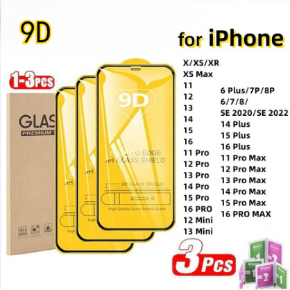 ฟิล์มกระจก แบบเต็มจอ for iPhone 13 11 17 pro max Case iPhone 11 15 16 pro max 14 12 pro max 6 7 8 Plus 9Dการป้องกันการตก