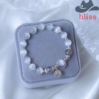 Bliss สร้อยข้อมือ ประดับโบว์ หินตาแมวน่ารัก แฮนด์เมด เครื่องประดับแฟชั่น สําหรับผู้หญิง