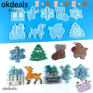 Okdeals แม่พิมพ์ซิลิโคนเรซิ่นคริสตัล รูปป้ายแท็ก สําหรับแขวนตกแต่งต้นคริสต์มาส