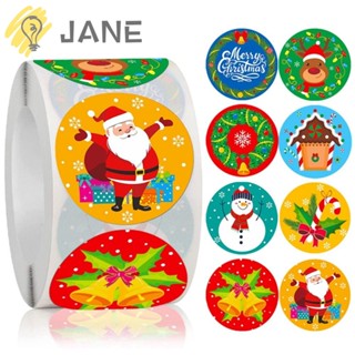 Jane สติกเกอร์ฉลาก ลายสโนว์แมน มีกาวในตัว สําหรับติดตกแต่งกล่องขนม DIY