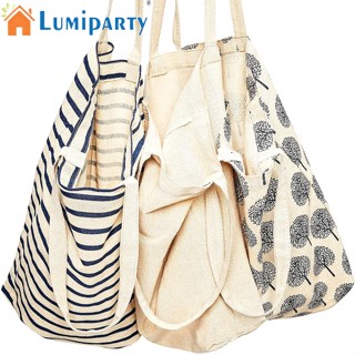 Lumiparty กระเป๋าช้อปปิ้ง ผ้าฝ้าย อเนกประสงค์ ใช้ซ้ําได้ 3 ชิ้น ต่อชุด