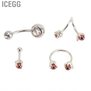 Icegg Belly Button Rings 4 Pcs Navel Stainless Steel For Men