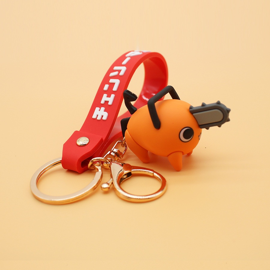 Anime Chainsaw Man Keychain Very Cool Soft Rubber Devil Denji Car Keyring Cute Pochita Toy Key Chain