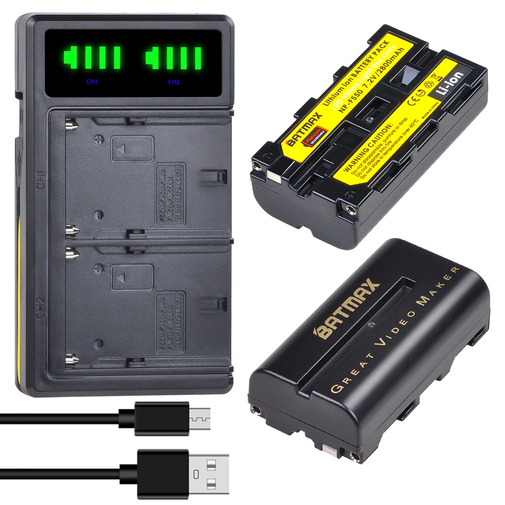 2Pcs 2600mAh NP-F550 NP F550 Battery + LCD Dual Charger for Yongnuo YN300 III YN-300 III  Camera Pho