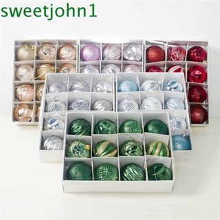 Sweetjohn จี้ลูกบอลพลาสติก ประดับกลิตเตอร์ สําหรับแขวนตกแต่งบ้าน ปาร์ตี้คริสต์มาส