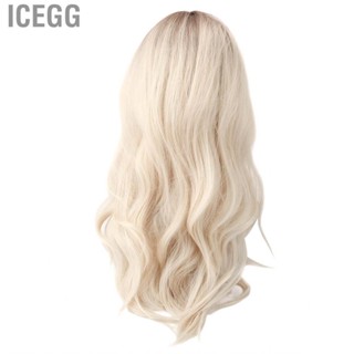 Icegg Blonde Brown Long Curly Wig Synthetic With Bangs Hair Styling Decoration