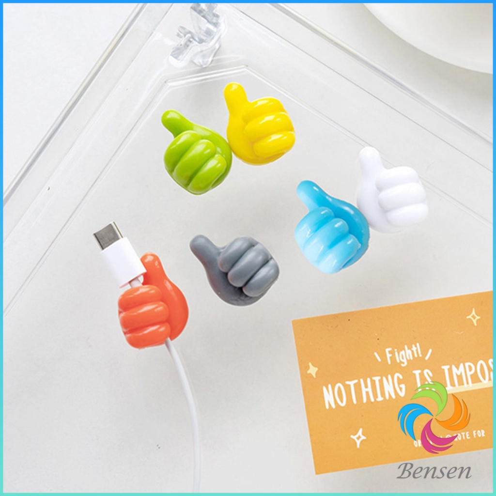 Bensen 10 pcs คลิปตะขอแขวนติดผนัง อเนกประสงค์ รูปนิ้วโป้ง  จัดส่งแบบคละสี Home Storage Hooks