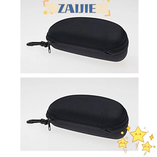 Zaijie24 กล่องพลาสติก สีดํา เรียบง่าย สําหรับเก็บแว่นตา 2 ชิ้น