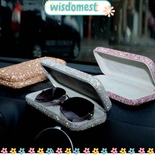 Wisdomest เคสแว่นตาคริสตัลแข็ง ประดับพลอยเทียม แบบพกพา สําหรับรถยนต์