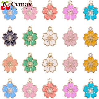 Cvmax จี้ดอกไม้ โลหะผสม และเคลือบ สีชมพู สีแดง สีฟ้า สีดํา สีขาว สําหรับทําเครื่องประดับผู้หญิง