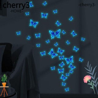 Cherry3 สติกเกอร์ติดผนัง ลายผีเสื้อ เรืองแสงในที่มืด ลอกออกได้ สําหรับห้องนอนเด็ก