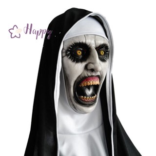 &lt;Happybay&gt; The Horror Scary Nun Latex Mask พร้อมผ้าพันคอคอสเพลย์ สําหรับปาร์ตี้ฮาโลวีน ลดราคา