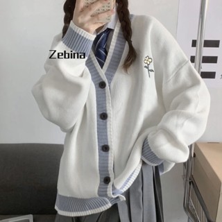 Zebina เสื้อกันหนาว คอวี ทรงหลวม เข้ากับทุกการแต่งกาย สไตล์เกาหลี สําหรับผู้หญิง และนักเรียน