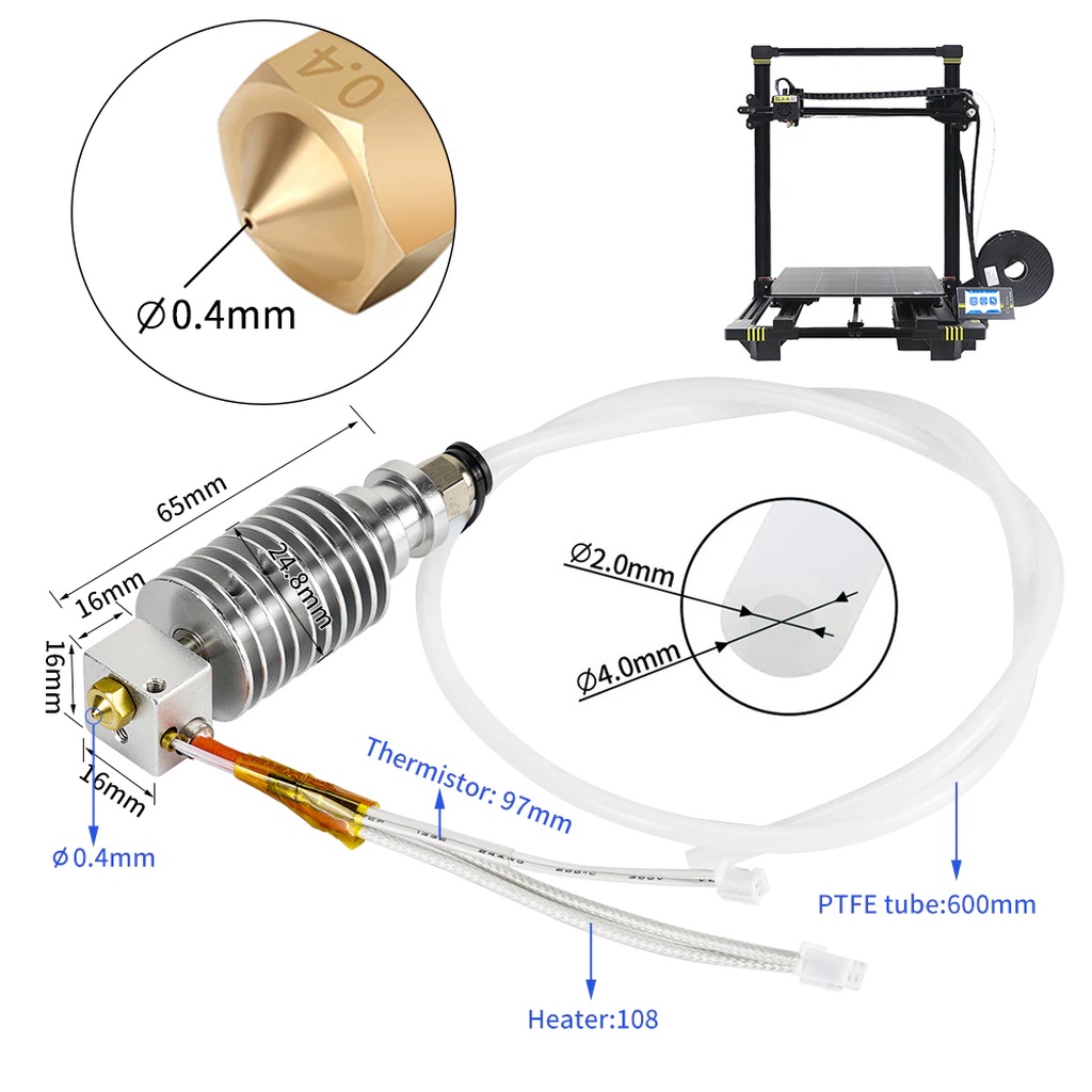 3D Printer Part Hotend Kit For Anycubic chiron 24V อะไหล่ชุดหัวพิมพ์