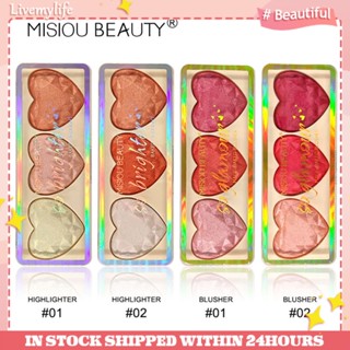 Misiou Beauty พาเลทอายแชโดว์ ชิมเมอร์ ประกายมุก รูปหัวใจ ติดทนนาน 4 ตัวเลือก