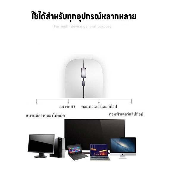 เมาส์ไร้สาย แป้นพิมพ์เม้าส์บลูทูธ แป้นพิมภาษาไทย คีย์บอร์ดBluetooth เชื่อมง่ายใช้สำหรับคอม iPad แท็บเล็ต มือถือ ชาร์จUSB