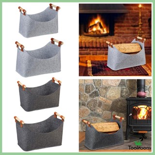 [ Felt Firewood Bag Rack กระเป๋าตะกร้าเก็บแบบพกพาสําหรับปิกนิกในร่มกลางแจ้ง