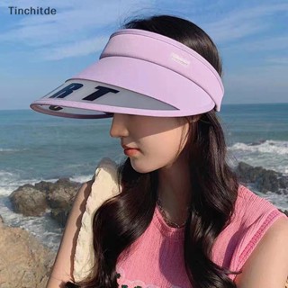 [Tinchitde] หมวกชายหาด UPF 50 พลาสติก ระบายอากาศ ป้องกันรังสียูวี ขนาดใหญ่ สีพื้น สําหรับผู้หญิง [Preferred]