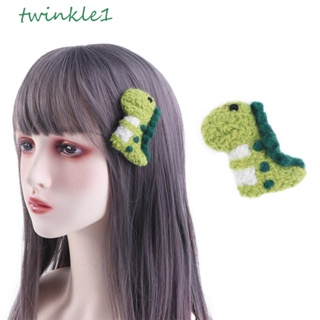 Twinkle1 กิ๊บติดผม รูปไดโนเสาร์น่ารัก ผ้ากํามะหยี่ขนนิ่ม สีเขียว สําหรับผู้หญิง