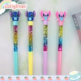 Solighter ปากกาเจลพลาสติก มีทรายไหล ขนาดเล็ก 0.5 มม. แบบพกพา ที่ทนต่อการสึกหรอ สีสันสดใส สําหรับนักเรียน