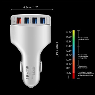 【Coco】อะแดปเตอร์ชาร์จ 4 พอร์ต ความเร็วสูง 3 0 องศา น้ําหนักเบา สําหรับรถยนต์