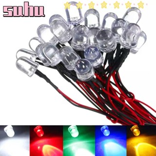 Suhuhd ไดโอดเปล่งแสง LED ทองแดง และดีบุก 20 ซม. 10 มม. ประหยัดพลังงาน สีแดง และสีดํา 10 ชิ้น