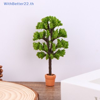 Withbetter โมเดลต้นไม้จิ๋ว สีเขียว สําหรับตกแต่งบ้านตุ๊กตา 1:12 1 ชิ้น