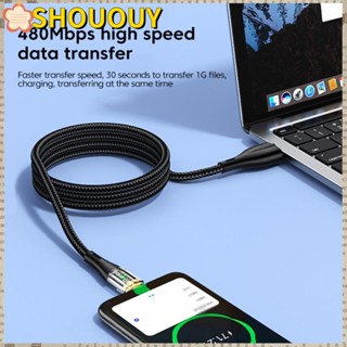 Shououy สายชาร์จ Type C เกลียวถัก 480mbps ชิปคู่ USB เป็น Type C สําหรับโทรศัพท์มือถือ