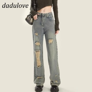 DaDulove💕 New American Ins High Street Retro Ripped Jeans Niche High Waist Loose Wide Leg Pants Trousers