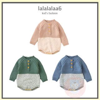 Laa6 เสื้อกันหนาว แขนยาว ผ้าถัก ติดกระดุม สีตัดกัน แฟชั่นฤดูหนาว สําหรับเด็กผู้ชาย