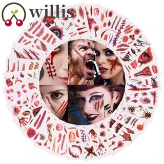 Willis สติกเกอร์รอยสักปลอม กันน้ํา เหมือนจริง สําหรับตกแต่งปาร์ตี้ฮาโลวีน