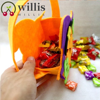 Willis ถุงขนม ลายฟักทองฮาโลวีน พร้อมหูหิ้ว แบบพกพา พร็อพเครื่องประดับ สําหรับเด็ก