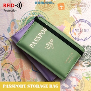 Aomsom กระเป๋าใส่หนังสือเดินทาง, ที่เก็บเอกสาร RFID, ที่ใส่หนังสือเดินทาง แบบหนัง อเนกประสงค์ บางเฉียบ ที่ใส่บัตรเครดิต เดินทาง