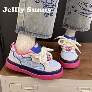  Jellly Sunny  รองเท้าผ้าใบผู้หญิง พื้นหนา ใส่สบาย สไตล์เกาหลี รองเท้าแฟชั่นผู้หญิง มีความนุ่มนวล 2023 ใหม่ FYD2390VW3 37Z230912