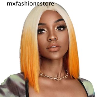 Mxfashione Ombre Bob วิกผมสั้นตรง ระบายอากาศ สีชมพู ทนความร้อน สําหรับคอสเพลย์