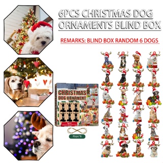 Christmas Dog Ornaments Blind Box 6Pcs Dogs with 6Pcs Ropes Tree Hanging Decor