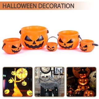 Portable Pumpkin Bucket Small Plastic Container Candy Jar Halloween Treat Bucket