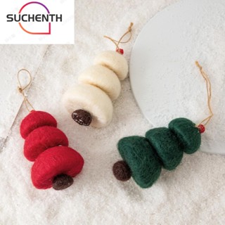 Suchenth จี้ตุ๊กตาเห็ด ผ้าวูล แฮนด์เมด DIY สําหรับแขวนตกแต่ง เทศกาลคริสต์มาส 3 ชิ้น